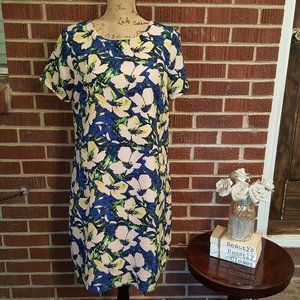 J Crew Short Sleeve Floral Sheath Crew Neck Dress